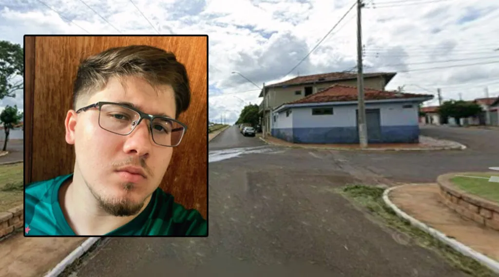 fotocomposição de um cruzamento com a imagem de jovem homem